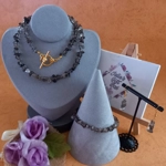Talia Gemstone Chips Necklace, Bracelet and Earrings Set - Smokey Quartz Talia Gemstone Chips Necklace, Bracelet and Earrings Set - Smokey Quartz