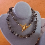 Talia Gemstone Chips Necklace, Bracelet and Earrings Set - Smokey Quartz Talia Gemstone Chips Necklace, Bracelet and Earrings Set - Smokey Quartz