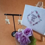 Teddy Bear Earrings - Cream