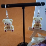 Teddy Bear Earrings - Cream