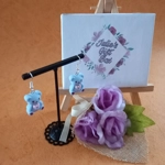 Teddy Bear Earrings - Light Blue
