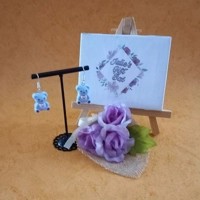 Teddy Bear Earrings - Light Blue
