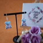 Teddy Bear Earrings - Light Blue