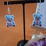 Teddy Bear Earrings - Light Blue