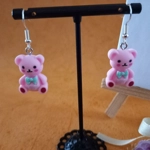 Teddy Bear Earrings - Pink
