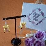 Teddy Bear Earrings - Yellow