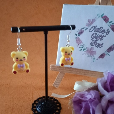 Teddy Bear Earrings - Yellow