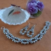 Thea Rhinestone Bracelet and Earrings Set - Pearl Grey