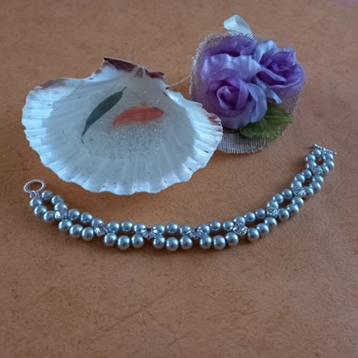 Thea Rhinestone Bracelet - Pearl Grey Thea Rhinestone Bracelet - Pearl Grey