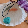 Turquoise and Blue Marble Effect Heart Pendant