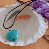 Turquoise and Blue Marble Effect Heart Pendant