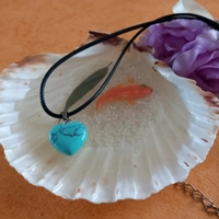 Turquoise and Blue Marble Effect Heart Pendant (small)