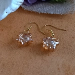 Wire Wrapped Star Earrings - Gold-Amber AB Wire Wrapped Star Earrings - Gold-Amber AB