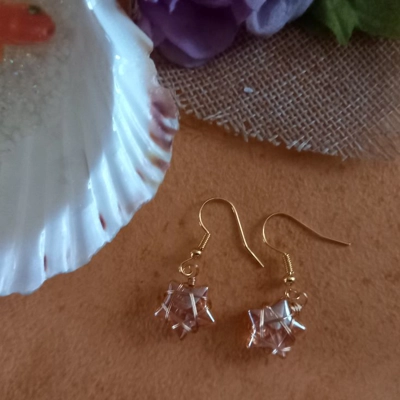 Wire Wrapped Star Earrings - Gold-Amber AB