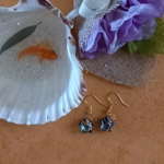 Wire Wrapped Star Earrings - Gold-Blue AB Wire Wrapped Star Earrings - Gold-Blue AB
