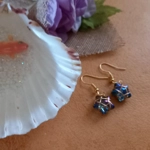 Wire Wrapped Star Earrings - Gold-Blue AB Wire Wrapped Star Earrings - Gold-Blue AB