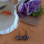 Wire Wrapped Star Earrings - Gold-Blue AB Wire Wrapped Star Earrings - Gold-Blue AB