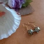 Wire Wrapped Star Earrings - Gold-Green AB Wire Wrapped Star Earrings - Gold-Green AB