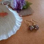 Wire Wrapped Star Earrings - Gold-Red AB Wire Wrapped Star Earrings - Gold-Red AB