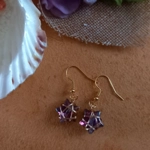 Wire Wrapped Star Earrings - Gold-Red AB Wire Wrapped Star Earrings - Gold-Red AB