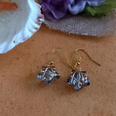 Wire Wrapped Star Earrings - Gold-Silver AB Wire Wrapped Star Earrings - Gold-Silver AB