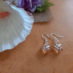 Wire Wrapped Star Earrings - Silver-Amber AB Wire Wrapped Star Earrings - Silver-Amber AB