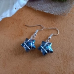 Wire Wrapped Star Earrings - Silver-Blue AB Wire Wrapped Star Earrings - Silver-Blue AB