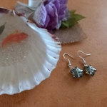 Wire Wrapped Star Earrings - Silver-Green AB Wire Wrapped Star Earrings - Silver-Green AB