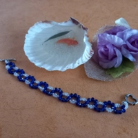 Zigzag Bracelet - Royal Blue and White