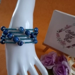 Zivia Memory Wire Bangle - Blue Marble Agate Zivia Memory Wire Bangle - Blue Marble Agate