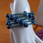 Zivia Memory Wire Bangle - Blue Marble Agate Zivia Memory Wire Bangle - Blue Marble Agate