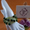 Zivia Memory Wire Bangle - Green Marble Agate