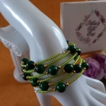 Zivia Memory Wire Bangle - Green Marble Agate Zivia Memory Wire Bangle - Green Marble Agate