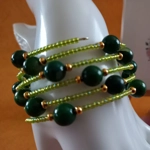 Zivia Memory Wire Bangle - Green Marble Agate Zivia Memory Wire Bangle - Green Marble Agate