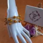 Zivia Memory Wire Bangle - Yellow Marble Agate Zivia Memory Wire Bangle - Yellow Marble Agate