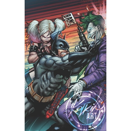 Joker & Harley vs Batman 11x17 Print