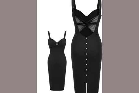 Black Dress with Sheer Butterfly Back