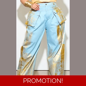 Metallic Cargo Jeans