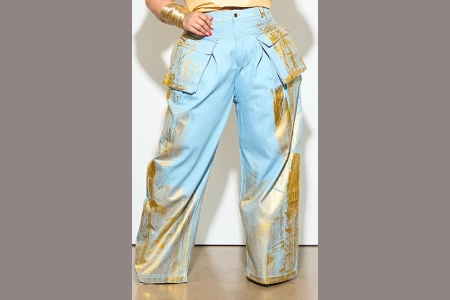 Metallic Cargo Jeans