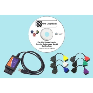 Fiat, Alfa Romeo USB Modified ELM 327 & 6 adaptors MultiEcuScan V5.4