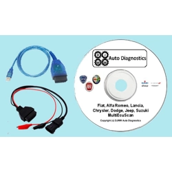 Fiat Alfa Lancia FTDI USB OBD2 II KKL lead & 3-pin MultiEcuScan V5.4
