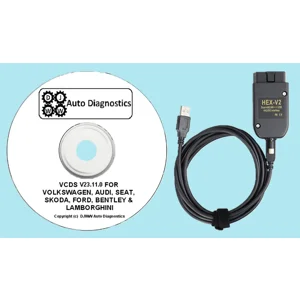 USB OBD2 HEX V2 lead VCDS V25.3.2 Work vag vw audi skoda seat bentley
