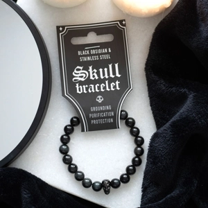 Obsidian Skull Bracelet