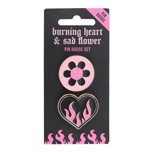 Burning Heart Pin Badge Set