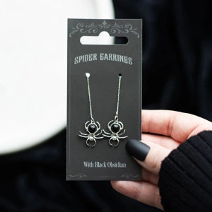 Black Obsidian Spider Earrings