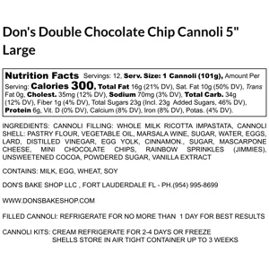 Don’s Large Homemade Cannoli (6 Pack Filled & Boxed)
