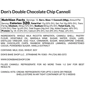 Don’s Homemade Cannoli (1 Dozen Filled & Boxed)