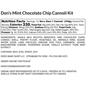 Don’s Cannoli Kits (1 Dozen)