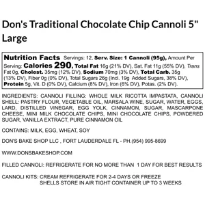 Don’s Large Homemade Cannoli (6 Pack Filled & Boxed)