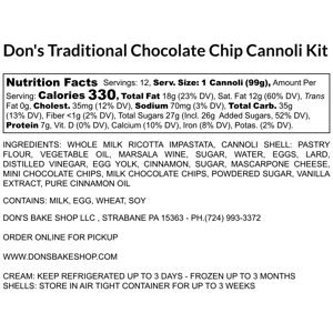 Don’s Cannoli Kits (1 Dozen)